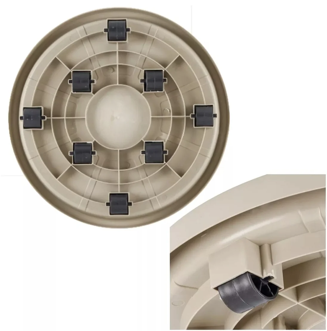 Prato Skate OKLA cinza taupe visto por baixo, com 8 rodas